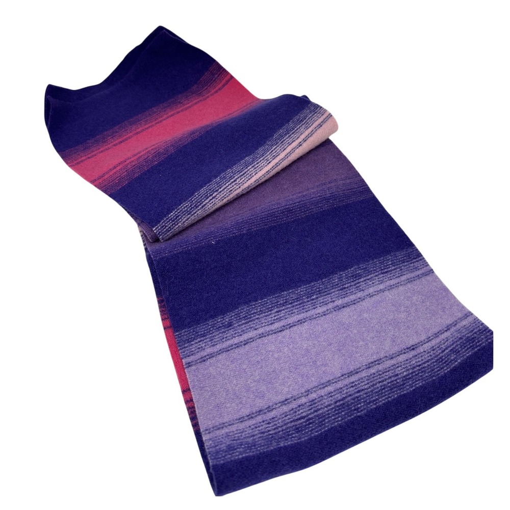 VTG Robert Mackie Scarf Purple Pink Striped‎ 100% Wool Made in Scotland Womens